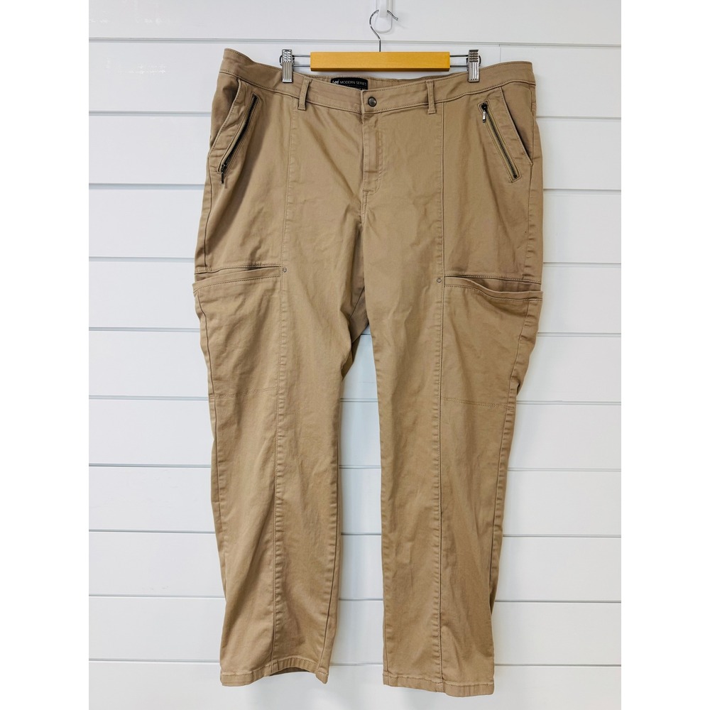 Lee Modern Series Tan Khaki Straight Fit Utility Cargo Pants Womens Size 18W